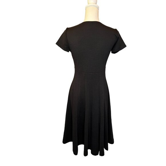 NWT Maeve by Anthro Lincoln Center Black Short FIt Flare V Neck Dress Small - Picture 4 of 11